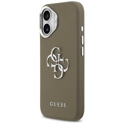 Husa pentru Apple iPhone 17, Guess, 4G Grained Big And Classic Logo, Maro Argintie