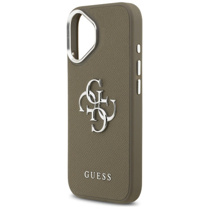 Husa pentru Apple iPhone 17, Guess, 4G Grained Big And Classic Logo, Maro Argintie