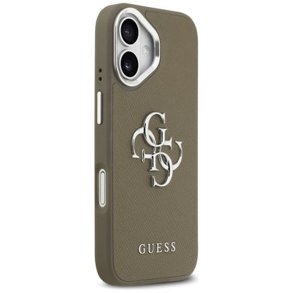 Husa pentru Apple iPhone 17, Guess, 4G Grained Big And Classic Logo, Maro Argintie
