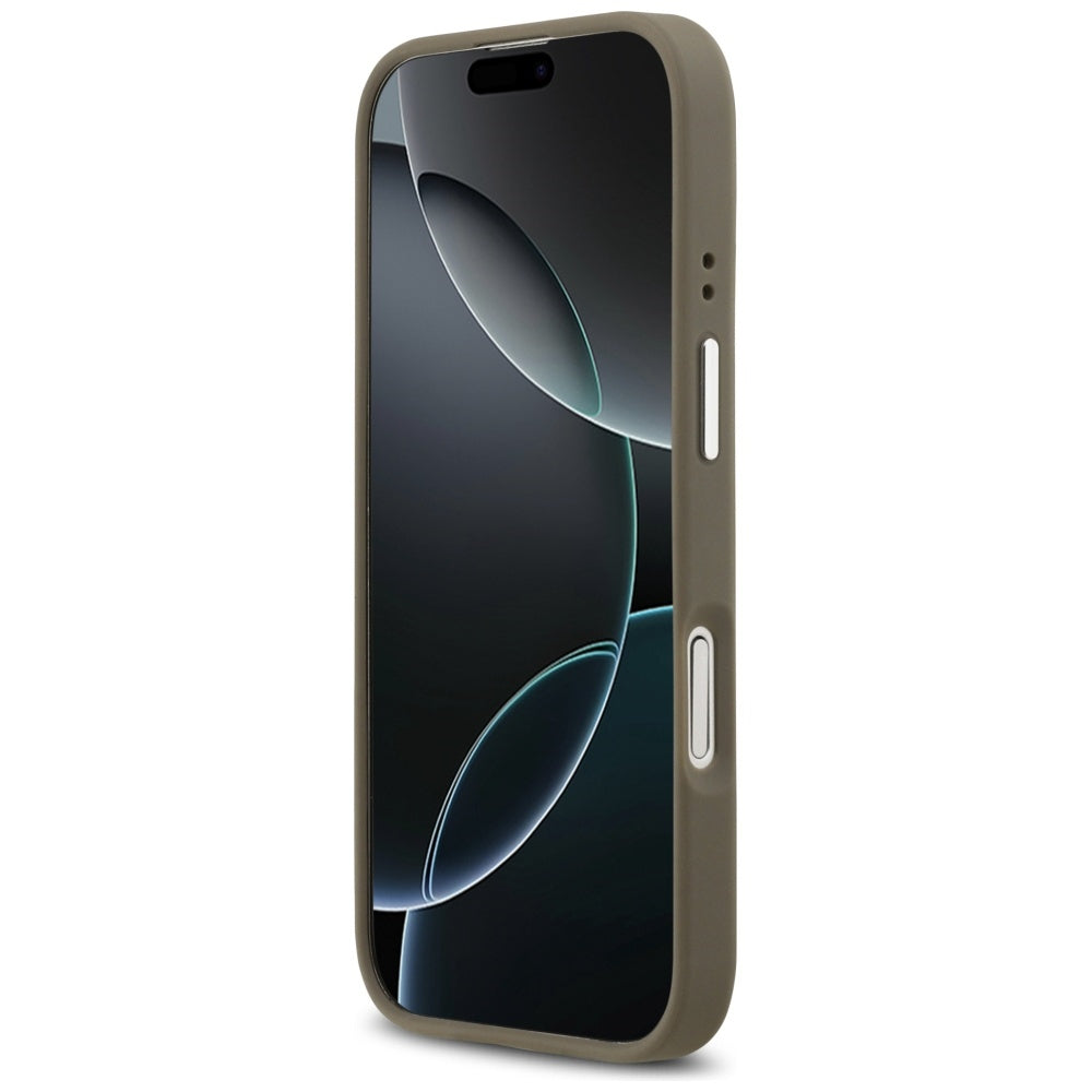 Husa pentru Apple iPhone 17, Guess, 4G Grained Big And Classic Logo, Maro Argintie