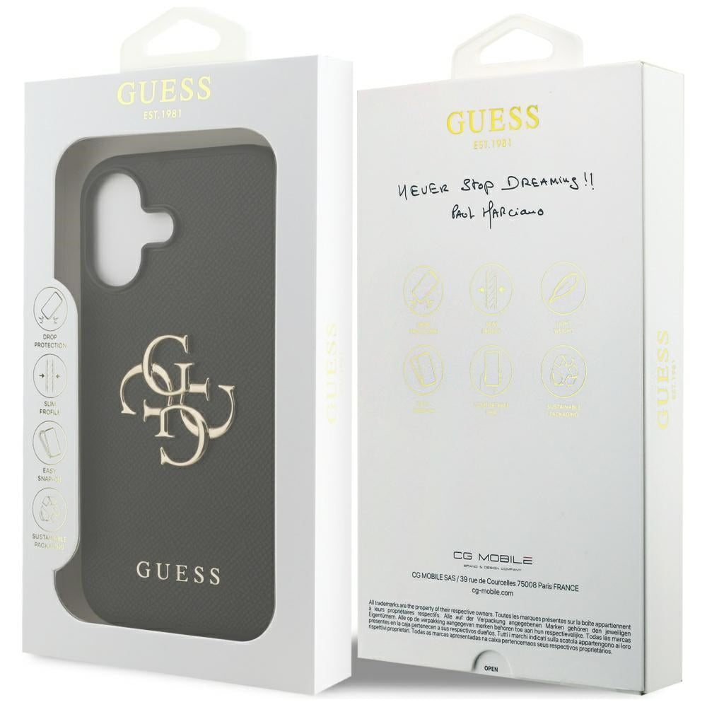 Husa pentru Apple iPhone 17, Guess, 4G Grained Big and Classic Logo, Neagra