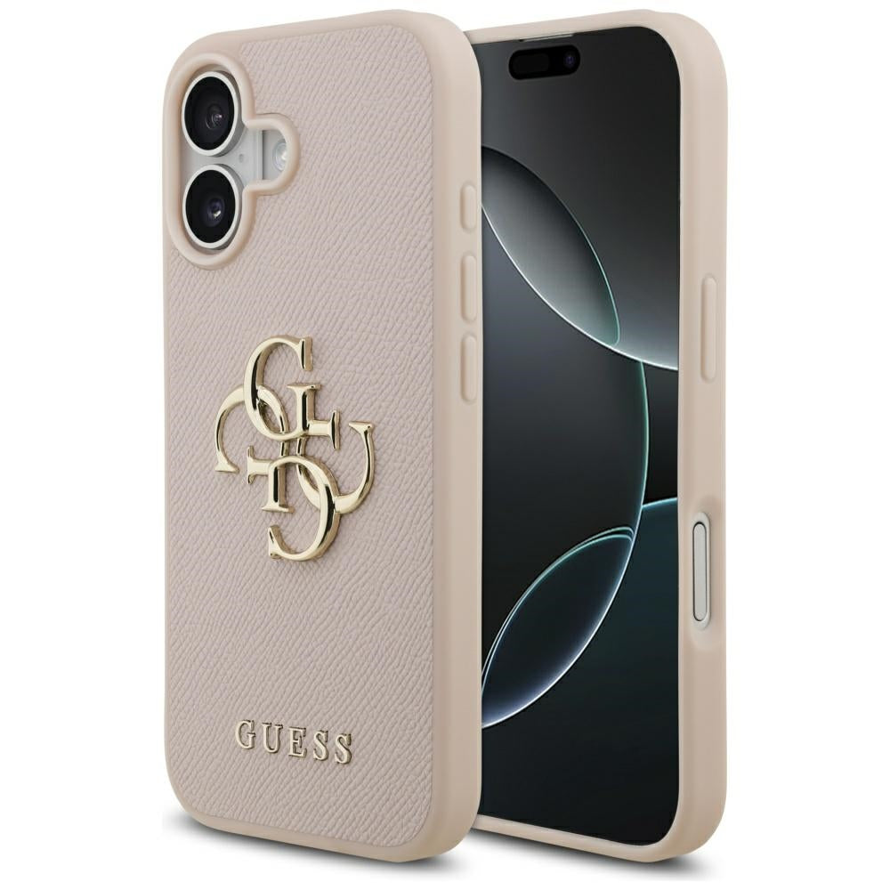 Husa pentru Apple iPhone 17, Guess, 4G Grained Big and Classic Logo, Roz