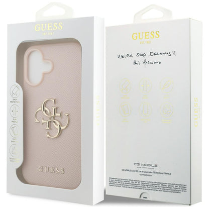 Husa pentru Apple iPhone 17, Guess, 4G Grained Big and Classic Logo, Roz