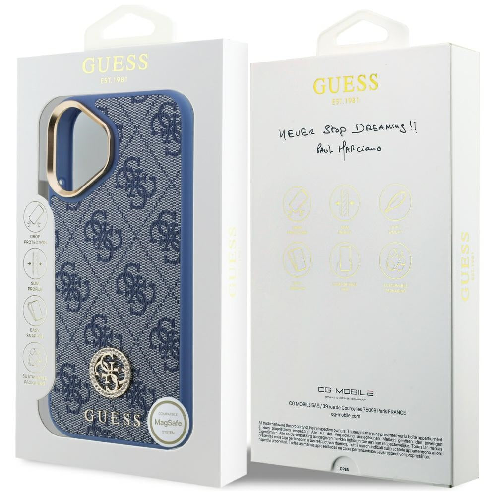 Husa pentru Apple iPhone 17, Guess, 4G Strass Logo, Albastra
