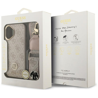 Husa pentru Apple iPhone 17, Guess, 4G Strass Logo and Big Strap, Roz