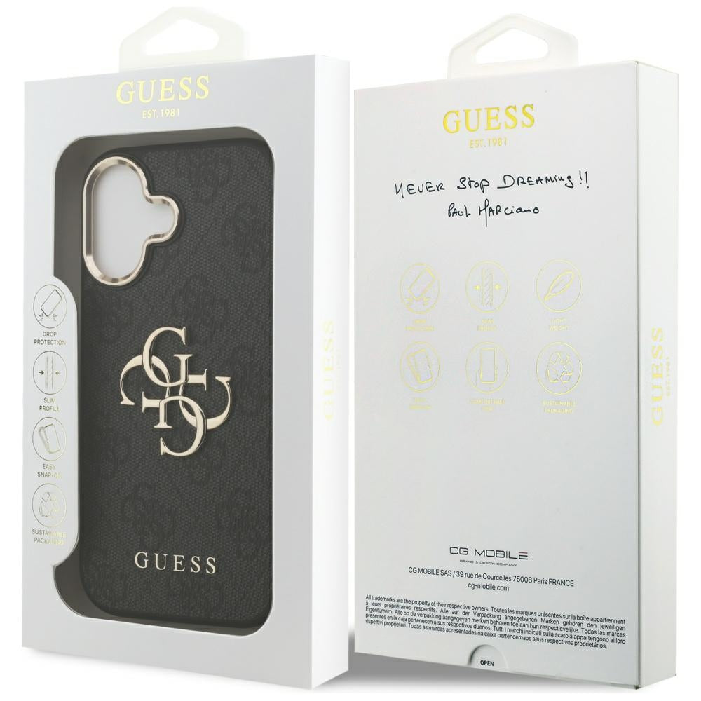 Husa pentru Apple iPhone 17, Guess, Big 4G Logo Classic, Neagra Aurie