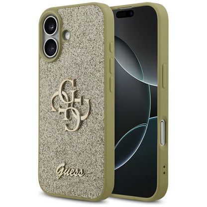 Husa pentru Apple iPhone 17, Guess, Fixed Glitter Big 4G, Aurie
