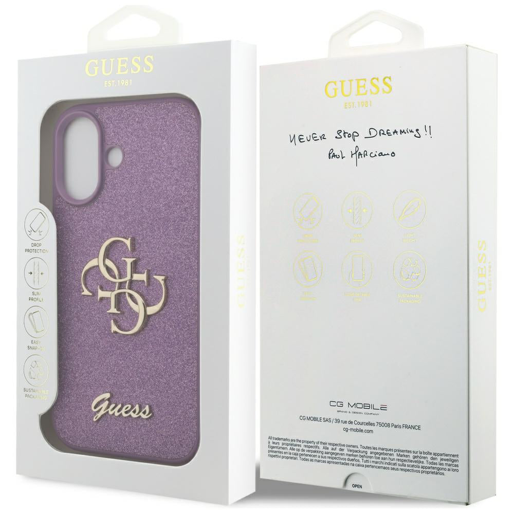 Husa pentru Apple iPhone 17, Guess, Fixed Glitter Big 4G, Mov
