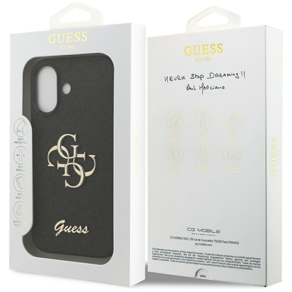 Husa pentru Apple iPhone 17, Guess, Fixed Glitter Big 4G, Neagra