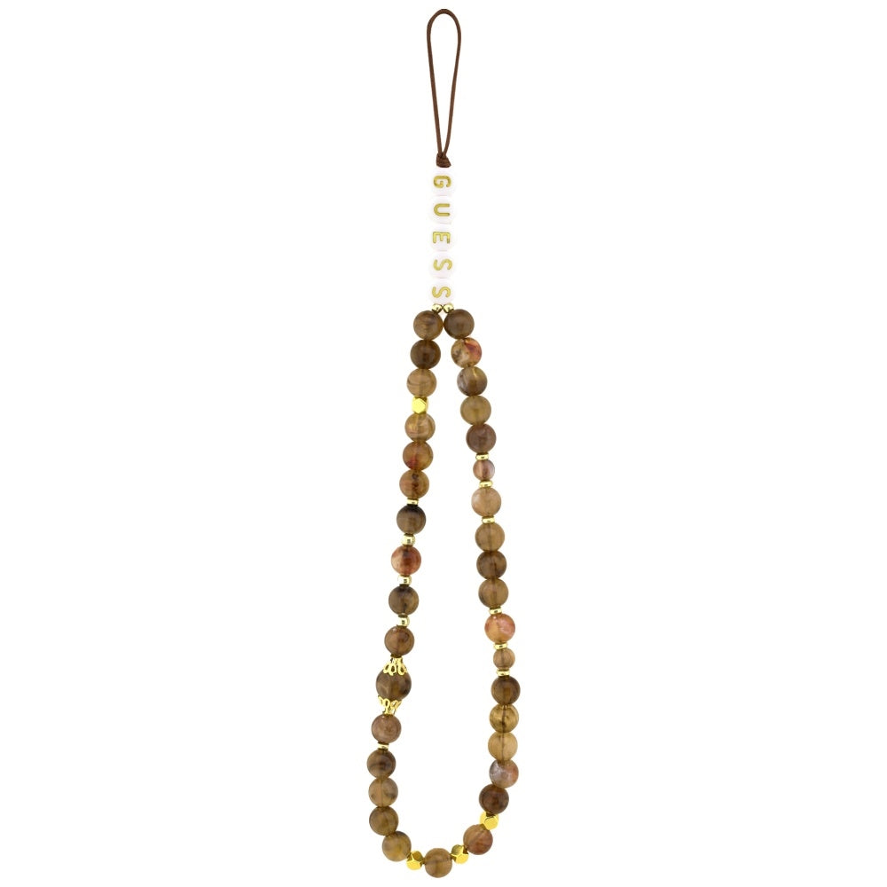 Husa pentru Apple iPhone 17 Pro, Guess, 4G Classic Logo with Pearl Strap, Maro