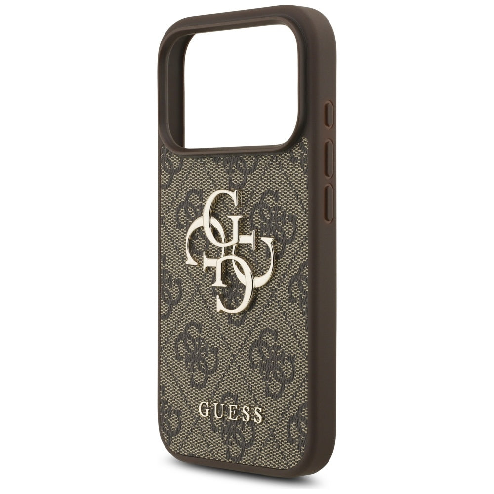 Husa pentru Apple iPhone 17 Pro, Guess, 4G Classic Logo with Pearl Strap, Maro