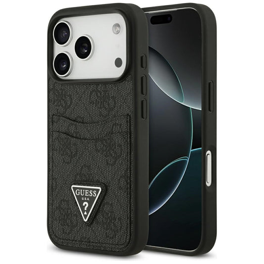 Husa pentru Apple iPhone 17 Pro, Guess, 4G Double Card Triangle, Neagra