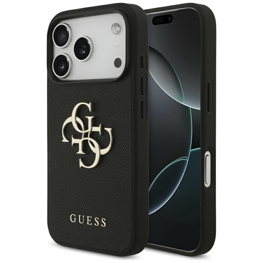 Husa pentru Apple iPhone 17 Pro, Guess, 4G Grained Big and Classic Logo, Neagra