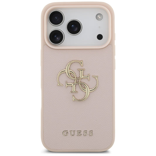 Husa pentru Apple iPhone 17 Pro, Guess, 4G Grained Big and Classic Logo, Roz