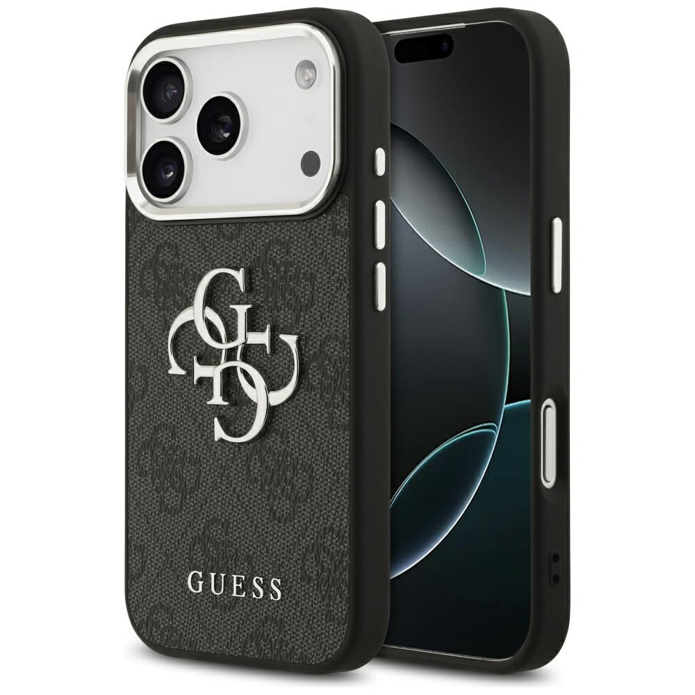 Husa pentru Apple iPhone 17 Pro, Guess, Big 4G Logo Classic, Neagra Argintie