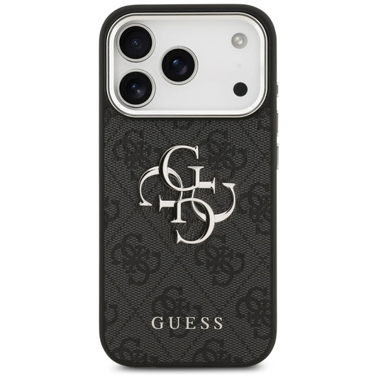 Husa pentru Apple iPhone 17 Pro, Guess, Big 4G Logo Classic, Neagra Argintie