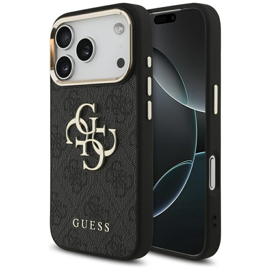 Husa pentru Apple iPhone 17 Pro, Guess, Big 4G Logo Classic, Neagra Aurie