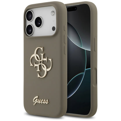 Husa pentru Apple iPhone 17 Pro, Guess, Big 4G Script, Maro