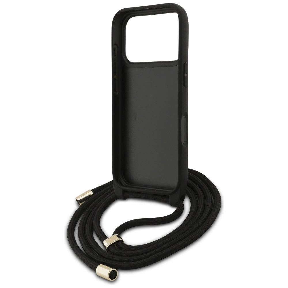 Husa pentru Apple iPhone 17 Pro, Guess, Crossbody Cord 4G Big Log, Maro