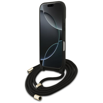 Husa pentru Apple iPhone 17 Pro, Guess, Crossbody Cord 4G Big Log, Maro