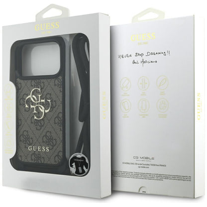 Husa pentru Apple iPhone 17 Pro, Guess, Crossbody Cord 4G Big Log, Maro