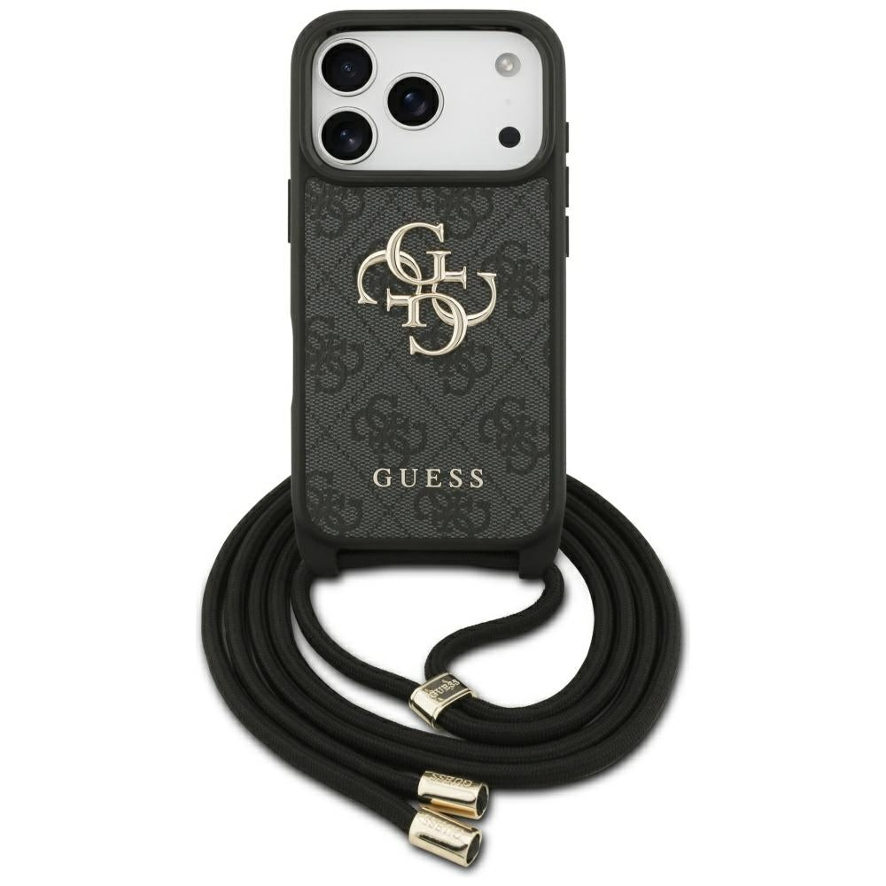 Husa pentru Apple iPhone 17 Pro, Guess, Crossbody Cord 4G Big Log, Neagra