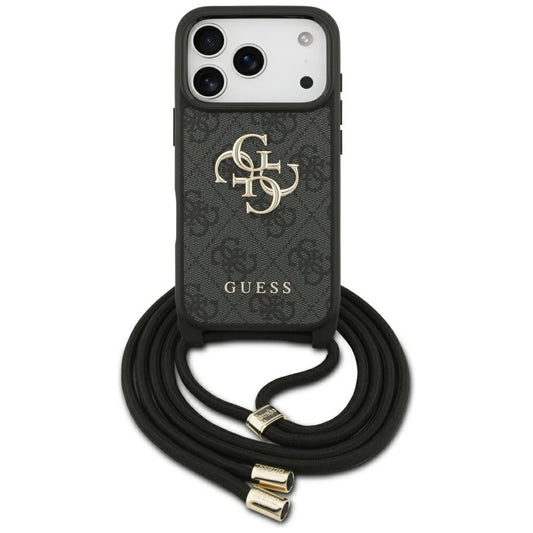 Husa pentru Apple iPhone 17 Pro, Guess, Crossbody Cord 4G Big Log, Neagra