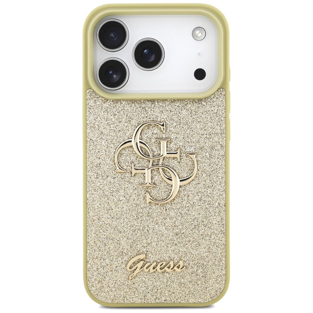 Husa pentru Apple iPhone 17 Pro, Guess, Fixed Glitter Big 4G, Aurie