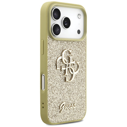 Husa pentru Apple iPhone 17 Pro, Guess, Fixed Glitter Big 4G, Aurie