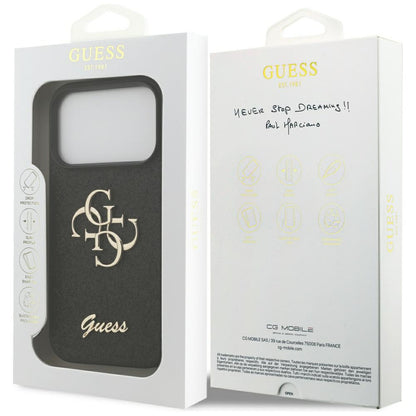 Husa pentru Apple iPhone 17 Pro, Guess, Fixed Glitter Big 4G, Neagra