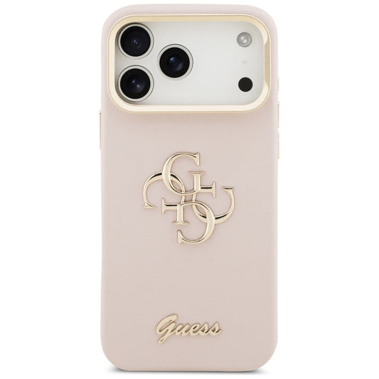 Husa pentru Apple iPhone 17 Pro, Guess, Grained Big 4G Stand Camera, Roz