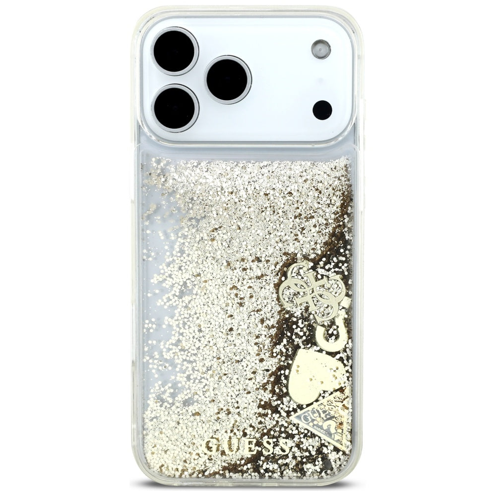 Husa pentru Apple iPhone 17 Pro, Guess, Liquid Glitter Charms, Aurie