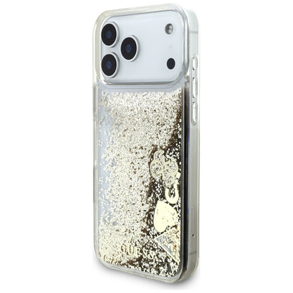 Husa pentru Apple iPhone 17 Pro, Guess, Liquid Glitter Charms, Aurie