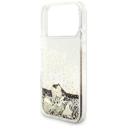 Husa pentru Apple iPhone 17 Pro, Guess, Liquid Glitter Charms, Aurie