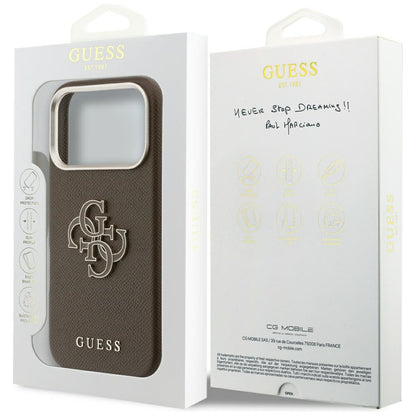 Husa pentru Apple iPhone 17 Pro, GUESS, Resin Logo, Maro