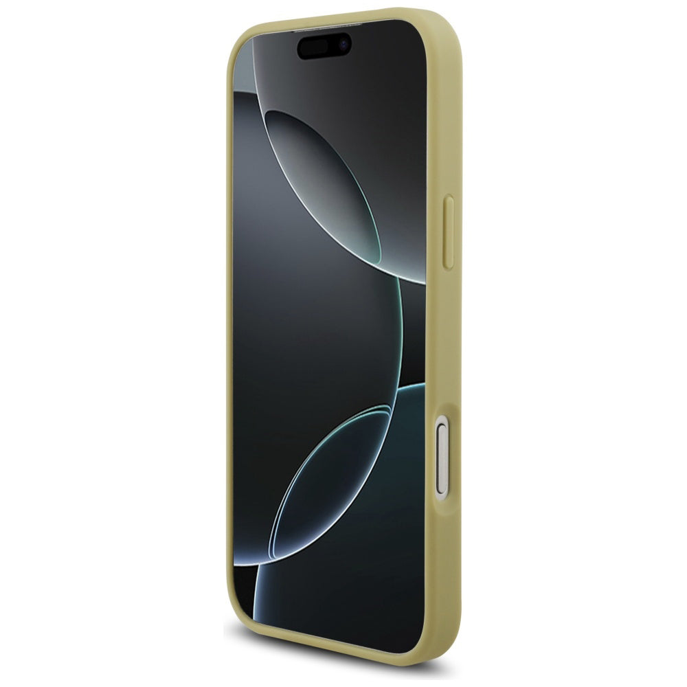 Husa pentru Apple iPhone 17 Pro, Guess, Rhinestone Triangle Logo, Aurie