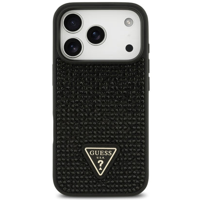 Husa pentru Apple iPhone 17 Pro, Guess, Rhinestone Triangle Logo, Neagra