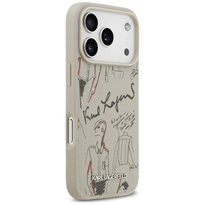 Husa pentru Apple iPhone 17 Pro, Karl Lagerfeld, Grained Pattern Logo, Gri