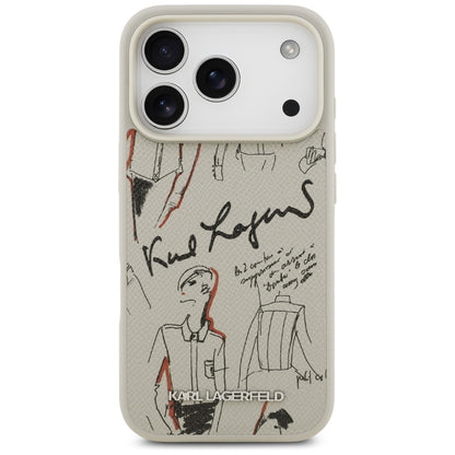 Husa pentru Apple iPhone 17 Pro, Karl Lagerfeld, Grained Pattern Logo, Gri