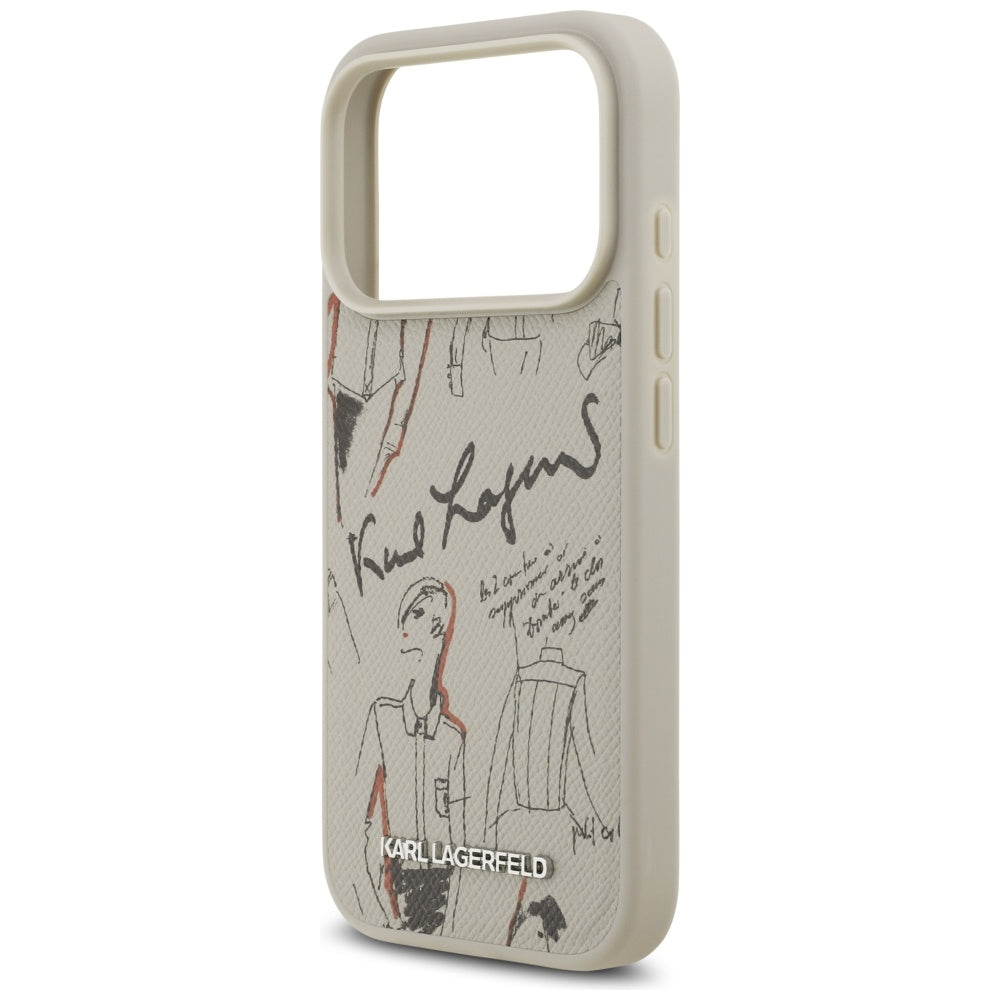 Husa pentru Apple iPhone 17 Pro, Karl Lagerfeld, Grained Pattern Logo, Gri