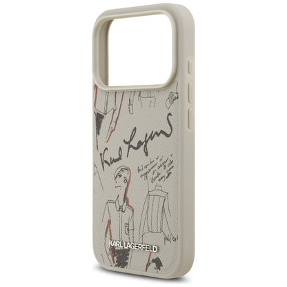 Husa pentru Apple iPhone 17 Pro, Karl Lagerfeld, Grained Pattern Logo, Gri