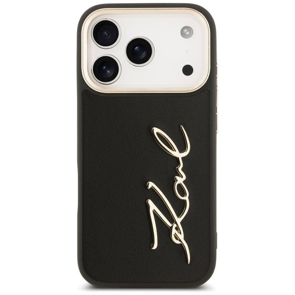 Husa pentru Apple iPhone 17 Pro, Karl Lagerfeld, Script Logo, Neagra