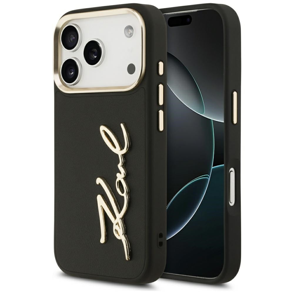Husa pentru Apple iPhone 17 Pro, Karl Lagerfeld, Script Logo, Neagra