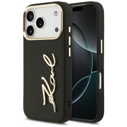 Husa pentru Apple iPhone 17 Pro, Karl Lagerfeld, Script Logo, Neagra