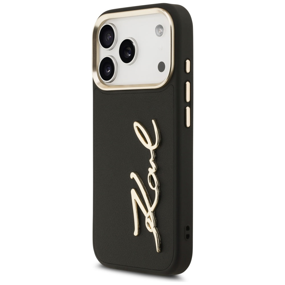 Husa pentru Apple iPhone 17 Pro, Karl Lagerfeld, Script Logo, Neagra