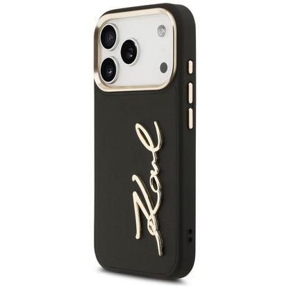 Husa pentru Apple iPhone 17 Pro, Karl Lagerfeld, Script Logo, Neagra