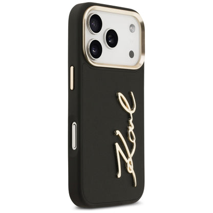 Husa pentru Apple iPhone 17 Pro, Karl Lagerfeld, Script Logo, Neagra