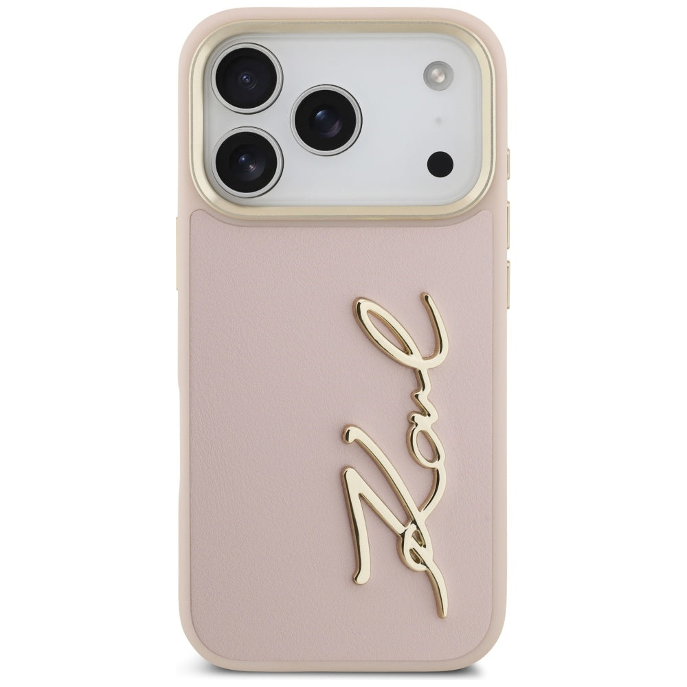 Husa pentru Apple iPhone 17 Pro, Karl Lagerfeld, Script Logo, Roz