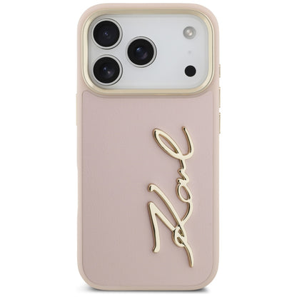 Husa pentru Apple iPhone 17 Pro, Karl Lagerfeld, Script Logo, Roz