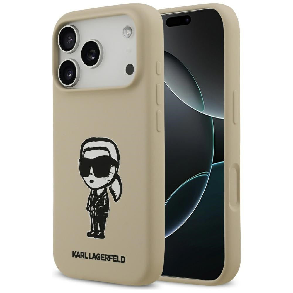 Husa pentru Apple iPhone 17 Pro, Karl Lagerfeld, Sketch and Logo Karl, Maro